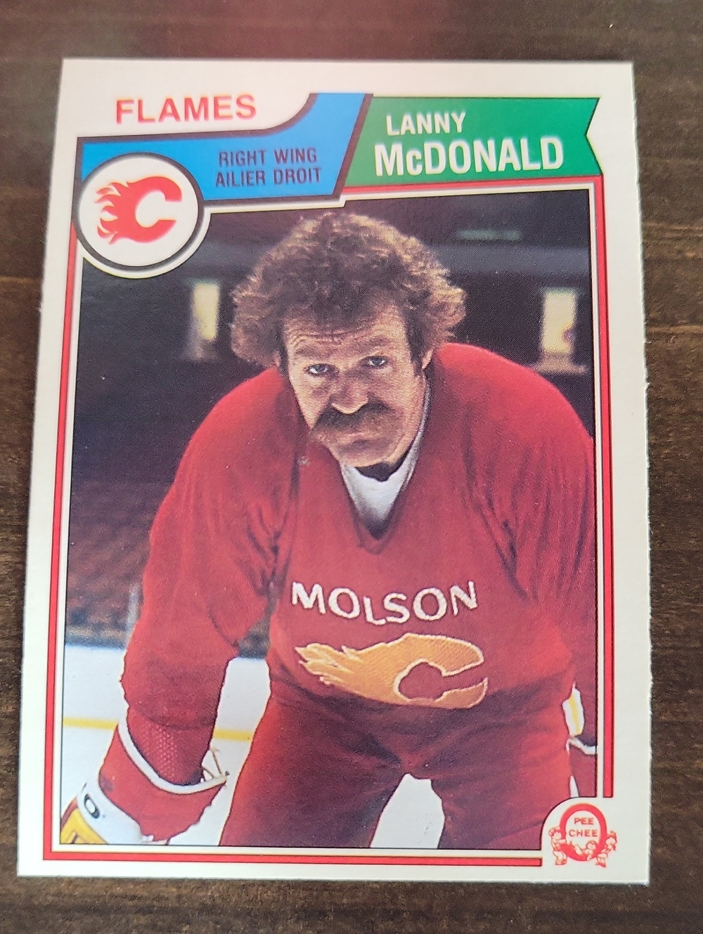 1983/84 OPC Lanny McDonald Molson Flames Hockey Card - Red Jersey